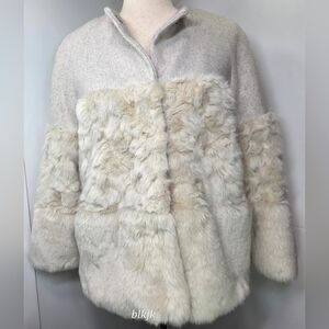 Mango Wool Blend Faux Fur Women's Jacket *Cream*